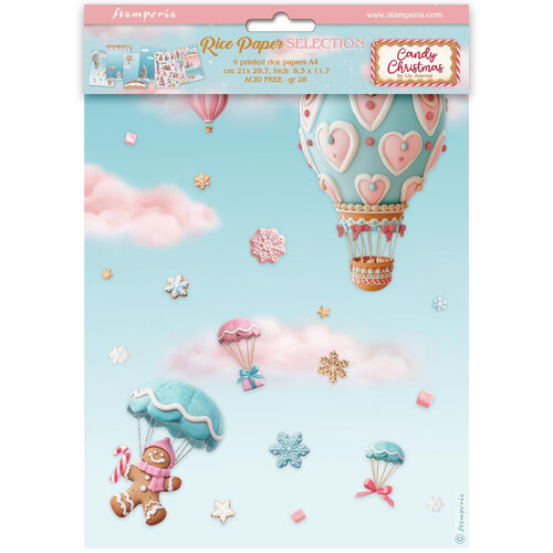 Stamperia - Candy Christmas Collection - A4 Rice Paper - 6 Pack