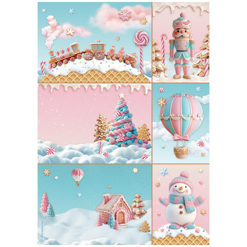 Stamperia - Candy Christmas Collection - A4 Rice Paper - 6 Pack