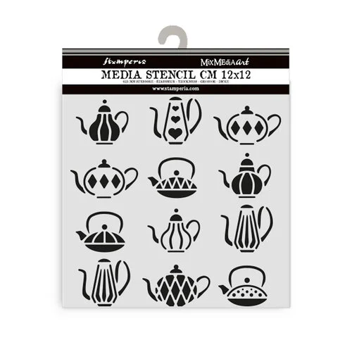 Stamperia - Alice In Christmas Collection - Stencils - Tea Pots