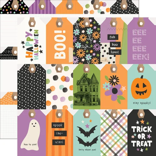 Simple Stories - Spooky Things Collection - 12 x 12 Double Sided Paper - Tag Elements 1 Simple Stories - Spooky Things Collection - 12 x 12 Double Sided Paper - Tag Elements