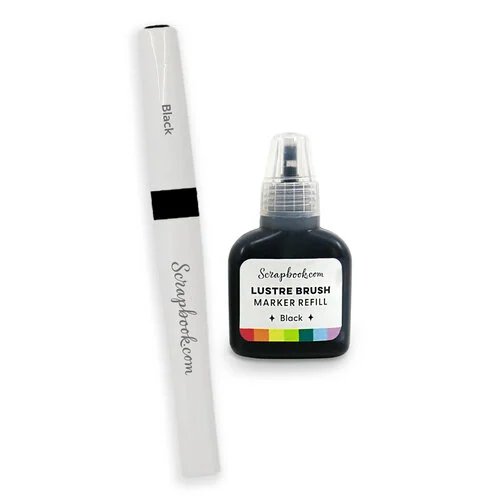 Scrapbook.com - Lustre Brush Marker & Refill Liquid - Black 1 Scrapbook.com - Lustre Brush Marker & Refill Liquid - Black