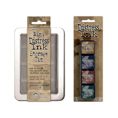 Ranger Ink - Tim Holtz - Mini Distress Ink Storage Tin with Mini Distress Ink Pad Set - Twelve 1 Ranger Ink - Tim Holtz - Mini Distress Ink Storage Tin with Mini Distress Ink Pad Set - Twelve