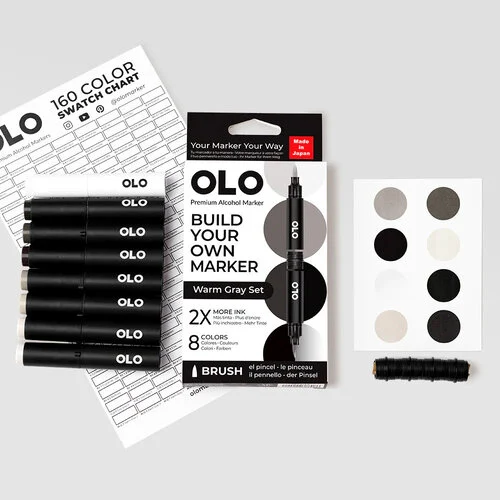 OLO - Brush Collection - 8 Color Markers Set - Warm Gray 7 OLO - Brush Collection - 8 Color Markers Set - Warm Gray