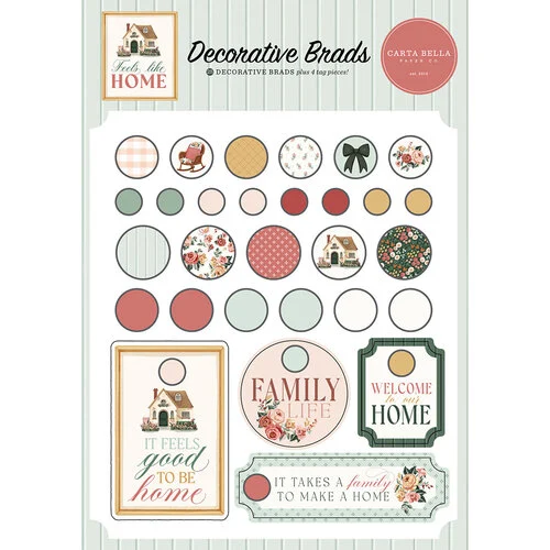Carta Bella Paper - Feels Like Home Collection - Decorative Brads 1 Carta Bella Paper - Feels Like Home Collection - Decorative Brads