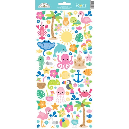 Doodlebug Design - Summer Fun Collection - Stickers - Icons