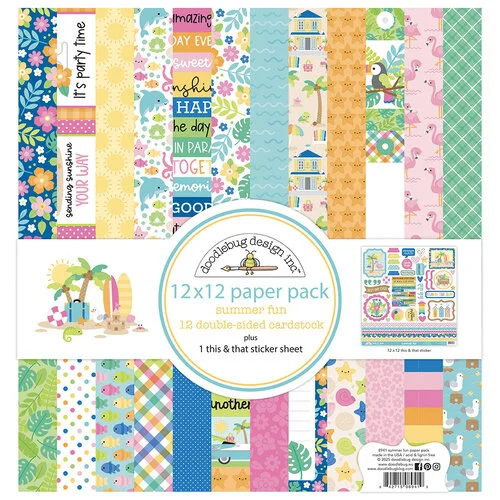 Doodlebug Design - Summer Fun Collection - 12 x 12 Paper Pack 1 Doodlebug Design - Summer Fun Collection - 12 x 12 Paper Pack