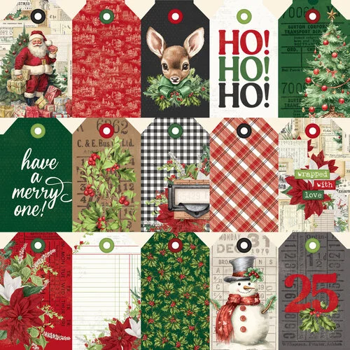 Simple Stories - Simple Vintage Believe Collection - 12 x 12 Double Sided Paper - Tag Elements 2 Simple Stories - Simple Vintage Believe Collection - 12 x 12 Double Sided Paper - Tag Elements