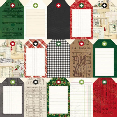 Simple Stories - Simple Vintage Believe Collection - 12 x 12 Double Sided Paper - Tag Elements 3 Simple Stories - Simple Vintage Believe Collection - 12 x 12 Double Sided Paper - Tag Elements