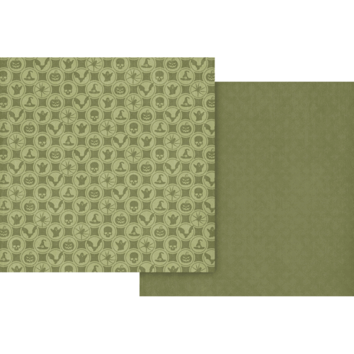 Graphic 45 - Ghostly Greetings Collection - 12 X 12 Double Sided Paper - Poison Green Pattern And Solid
