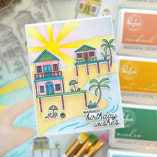 Pinkfresh Studio - Whispering Views Collection - Stencils - Coastal Paradise