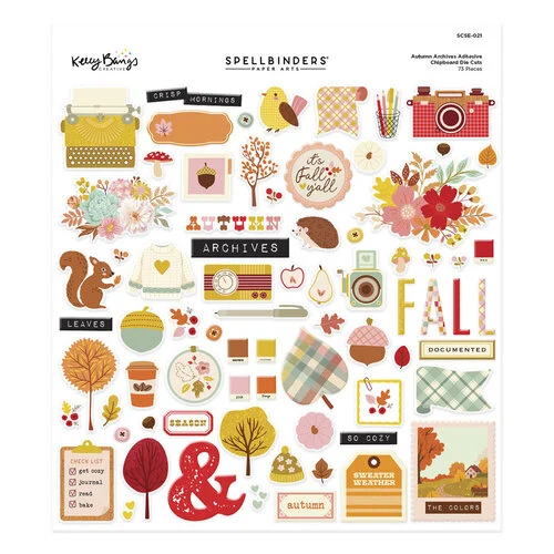Spellbinders - Autumn Archives Collection - Chipboard Die Cut Stickers