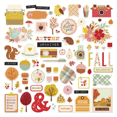 Spellbinders - Autumn Archives Collection - Chipboard Die Cut Stickers