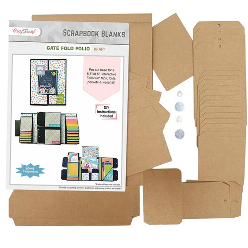 CrafTreat - Scrapbook Blanks - Gate Fold Folio - Kraft