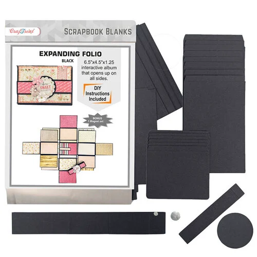 CrafTreat - Scrapbook Blanks - Expanding Folio - Black