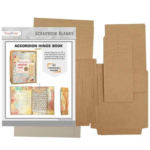 CrafTreat - Scrapbook Blanks - Accordion Hinge Book - Kraft