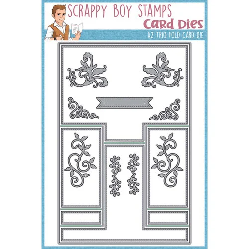 Scrappy Boy Stamps - Dies - A2 Trio Fold Card