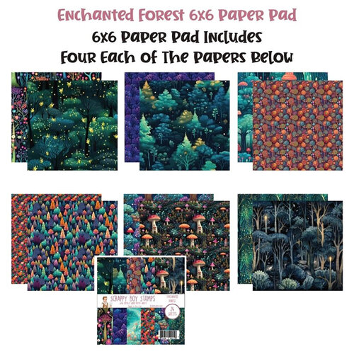 Scrappy Boy Stamps - 6 x 6 Paper Pack - Enchanted Forest 2 Scrappy Boy Stamps - 6 x 6 Paper Pack - Enchanted Forest