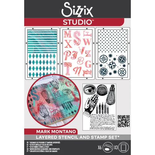 Sizzix - Studio - Mark Montano - Clear Stamps and Stencils Set - Favorite Things
