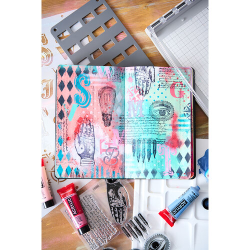 Sizzix - Studio - Mark Montano - Clear Stamps and Stencils Set - Favorite Things