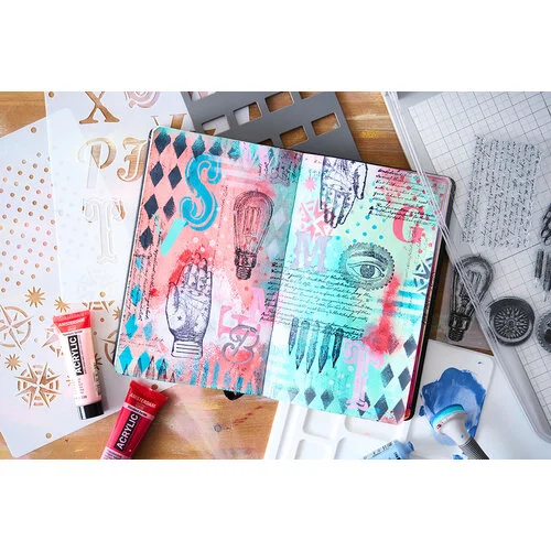 Sizzix - Studio - Mark Montano - Clear Stamps and Stencils Set - Favorite Things