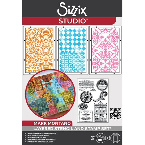 Sizzix - Studio - Mark Montano - Clear Stamps and Stencils Set - Build It 1 Sizzix - Studio - Mark Montano - Clear Stamps and Stencils Set - Build It