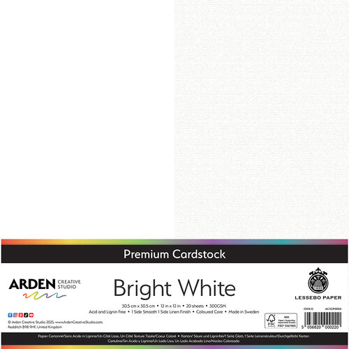Arden Creative Studio - Premium Cardstock Collection - 12 x 12 - Bright White - 20 Sheets