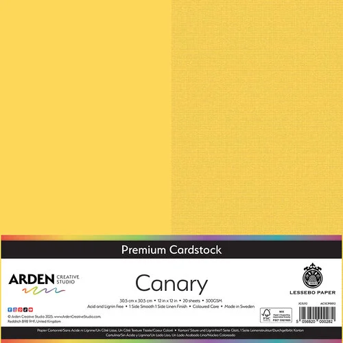 Arden Creative Studio - Premium Cardstock Collection - 12 x 12 - Canary - 20 Sheets
