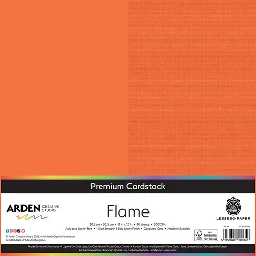 Arden Creative Studio - Premium Cardstock Collection - 12 x 12 - Flame - 20 Sheets