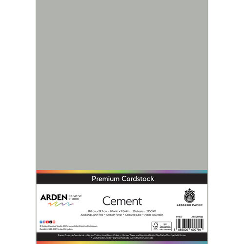 Arden Creative Studio - Premium Cardstock Collection - A4 - Cement - 20 Sheets 1 Arden Creative Studio - Premium Cardstock Collection - A4 - Cement - 20 Sheets