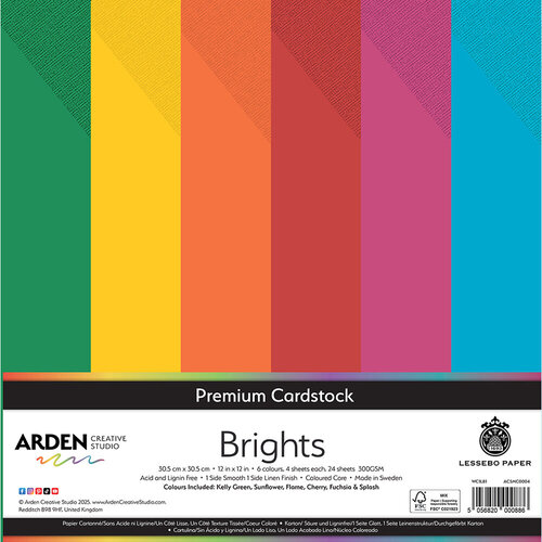Arden Creative Studio - Premium Cardstock Collection - 12 x 12 - Brights - 24 Sheets