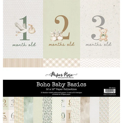 Paper Rose - Boho Baby Collection - 12 x 12 Paper Pack - Basics