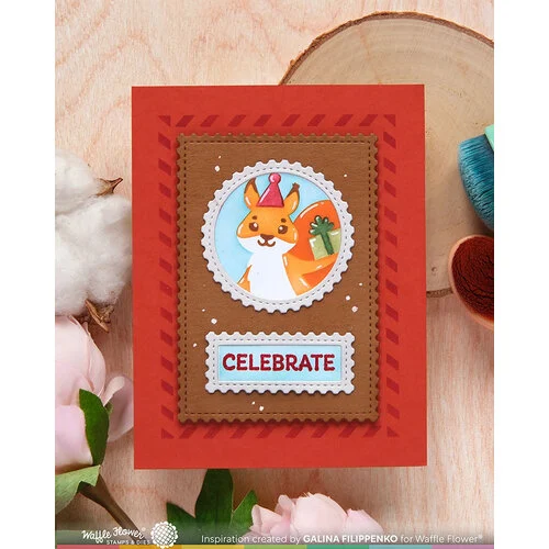Waffle Flower Crafts - Nesting Postage Collage Collection - Stencils - Party Bear