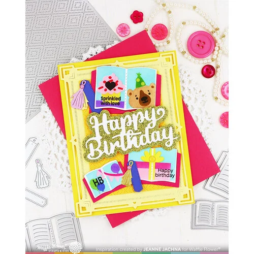 Waffle Flower Crafts - Stencils - Open Book Trio Birthday 5 Waffle Flower Crafts - Stencils - Open Book Trio Birthday