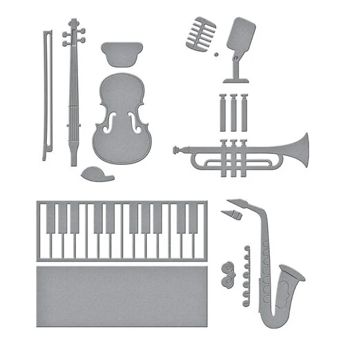 Spellbinders - Bibi's Musical Notes Collection - Etched Dies - Mini Musical Instruments