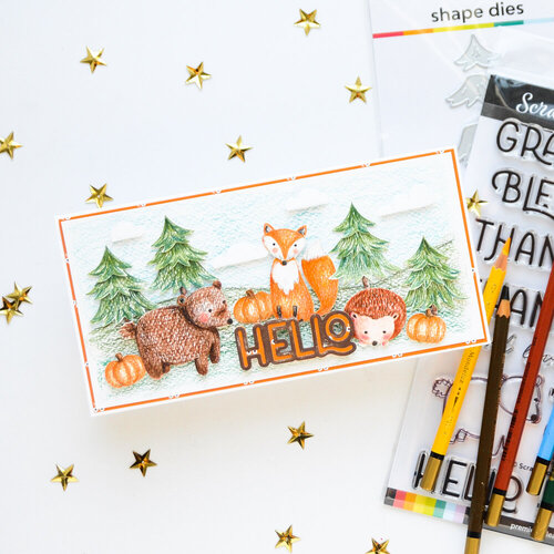Scrapbook.com - Cozy Autumn Critter Dies- Hedgehog, Fox, Bear