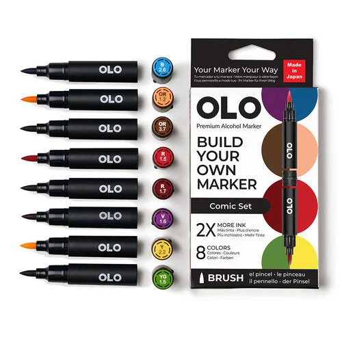 OLO - Brush Collection - 8 Color Marker Set - Comic