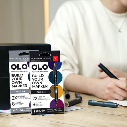 OLO - Brush Collection - 8 Color Marker Set - Rich