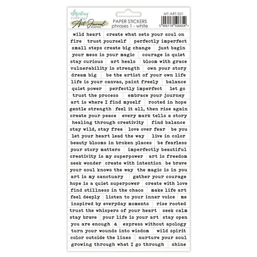 Mintay Papers - 6 x 12 Art Journal Stickers - Phrases 1 - White