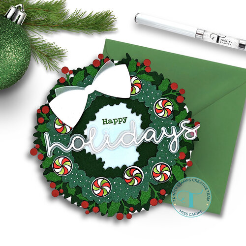 Trinity Stamps - Dies - Holiday Wreath Circle Card Add-On 5 Trinity Stamps - Dies - Holiday Wreath Circle Card Add-On