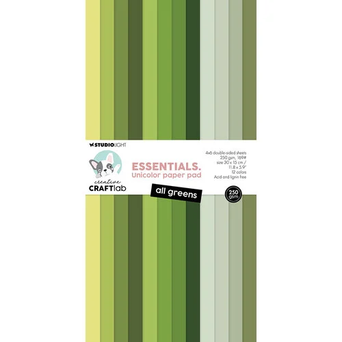 Creative Craftlab By Studio Light - Essentials Collection - Paper Pad - Solids - All Greens