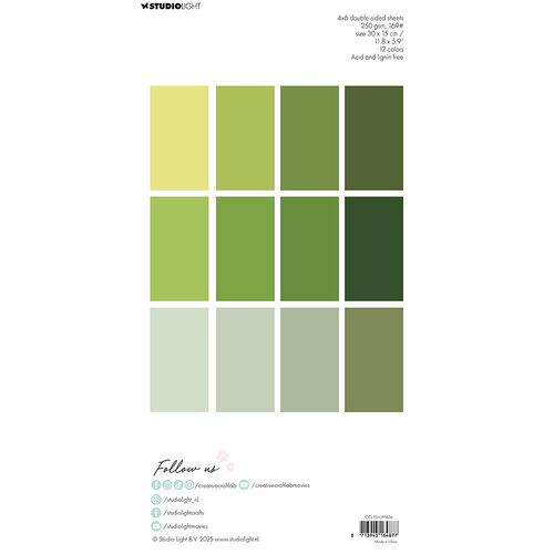 Creative Craftlab By Studio Light - Essentials Collection - Paper Pad - Solids - All Greens