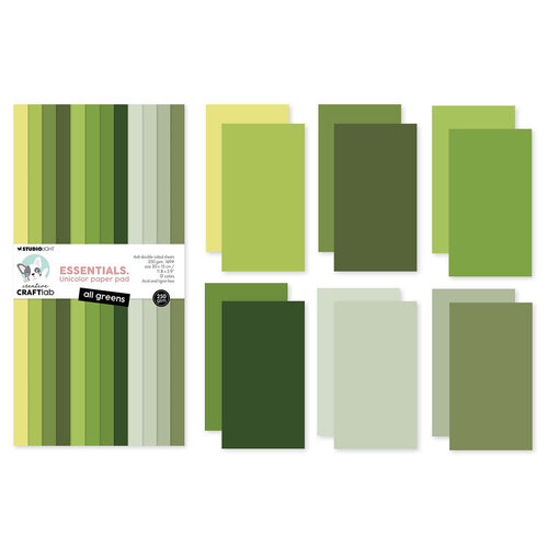 Creative Craftlab By Studio Light - Essentials Collection - Paper Pad - Solids - All Greens 3 Creative Craftlab By Studio Light - Essentials Collection - Paper Pad - Solids - All Greens