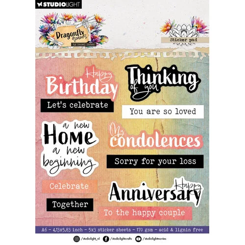 Studio Light - Dragonfly Collection - Sticker Pad - Sentiments