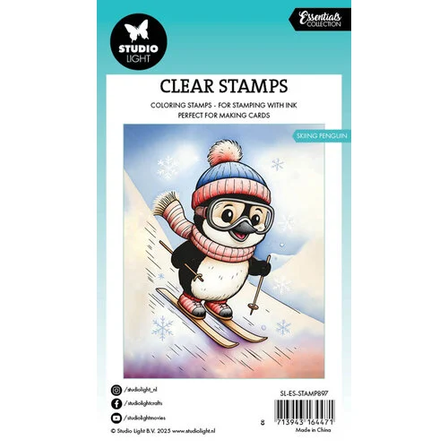 Studio Light - Essentials Collection - Clear Photopolymer Stamps - Skiing Penguin