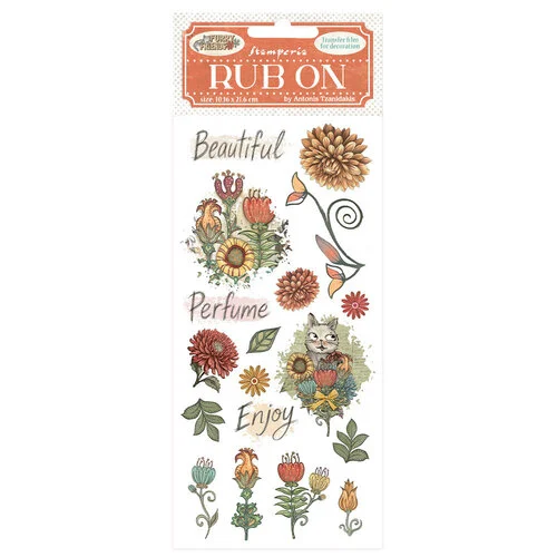 Stamperia - Furry Friends Collection - Rub On Transfers - Flowers