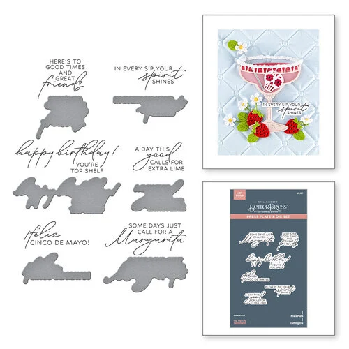 Spellbinders - Happier Hour Collection - BetterPress Plates and Dies - Sip Sip Ole Sentiments