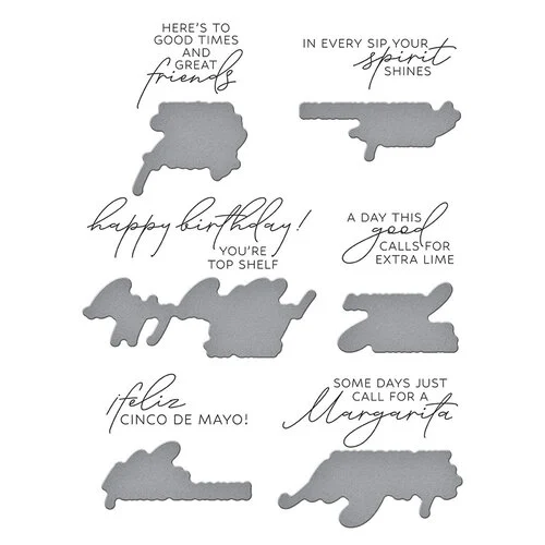 Spellbinders - Happier Hour Collection - BetterPress Plates and Dies - Sip Sip Ole Sentiments