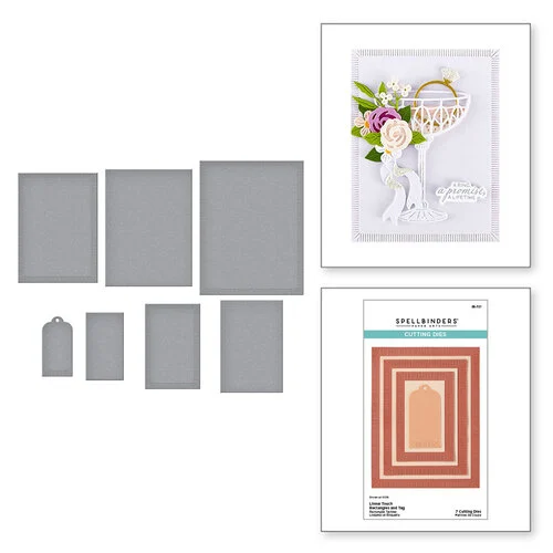 Spellbinders - Happier Hour Collection - Etched Dies - Linear Touch Rectangles and Tag 1 Spellbinders - Happier Hour Collection - Etched Dies - Linear Touch Rectangles and Tag