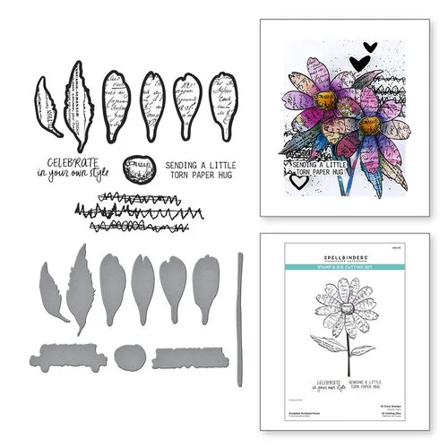 Spellbinders - Beautifully Imperfect Collection - Clear Stamp and Etched Die Sets - Sculpted Scripted Floral 1 Spellbinders - Beautifully Imperfect Collection - Clear Stamp and Etched Die Sets - Sculpted Scripted Floral