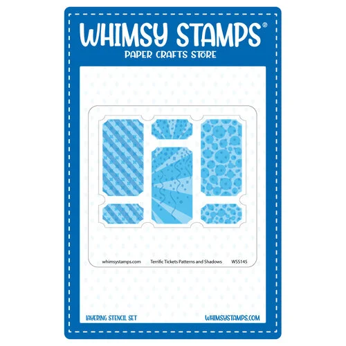Whimsy Stamps - Layering Stencils - Terrific Tickets - Shadows and Patterns